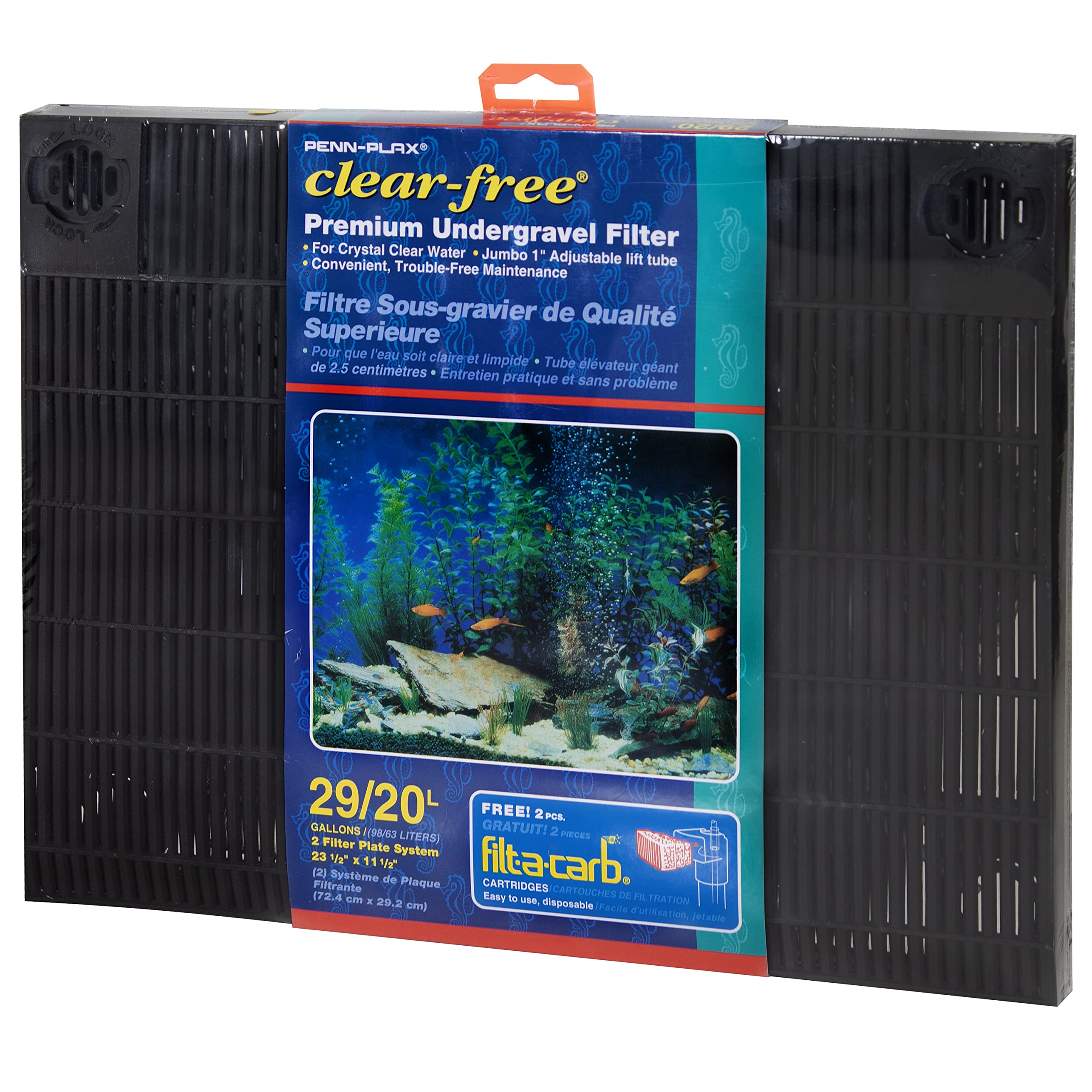 Penn-Plax Undergravel filter plates for 20–29 gallon tanks promote clear water filtration.