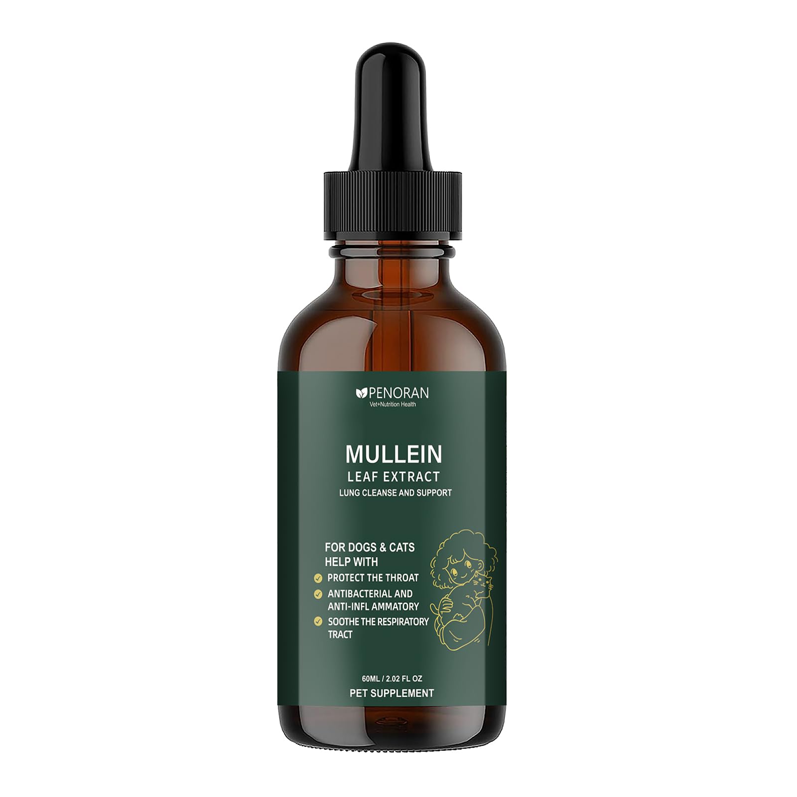 Penoran mullein lung drops bottle on counter, a portable care solution.