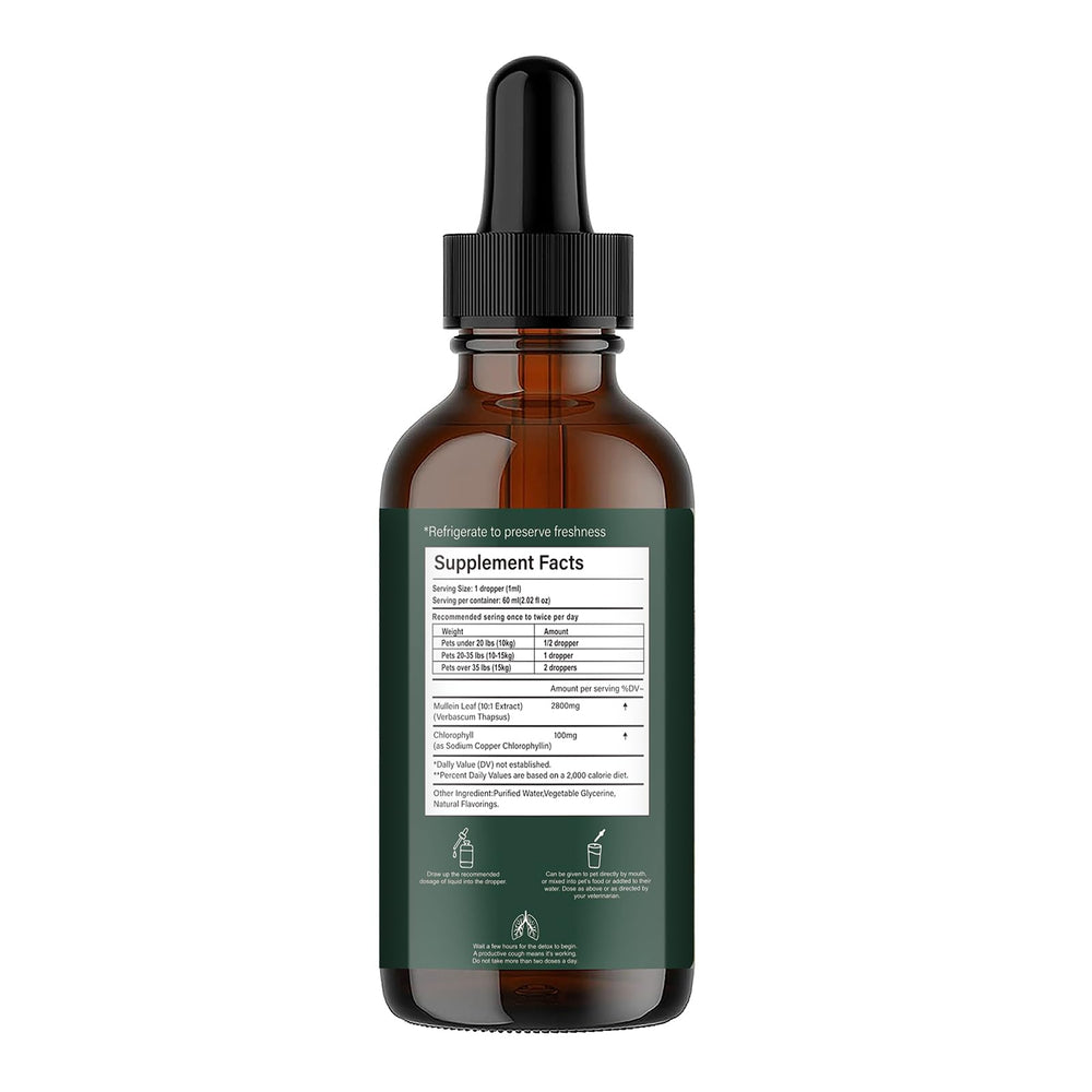 Penoran mullein drops close-up of mullein leaf extract blend.
