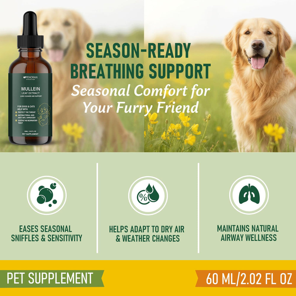 Penoran mullein drops being added to pet food or water for convenience.