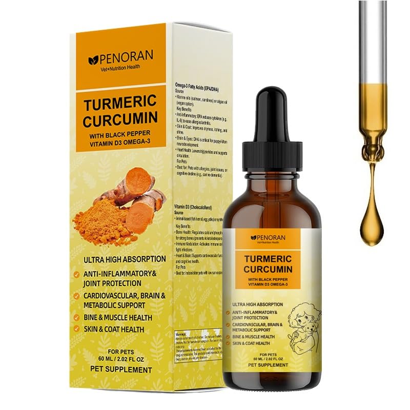 Penoran Turmeric Curcumin Drops bottle close-up highlighting joint support potential.