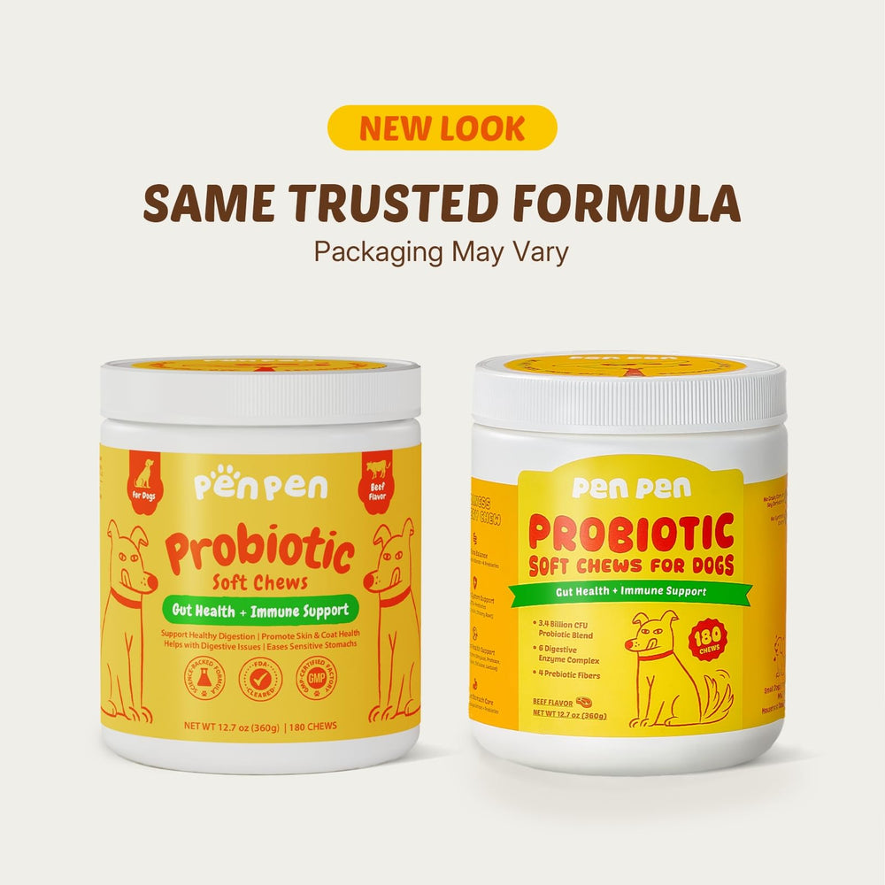 PENPEN Probiotics for Dogs digestive bottle showing multi-strain blend.