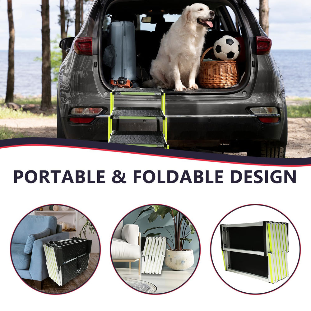 PENSUN extended-depth stairs reduce hind leg strain on steps.