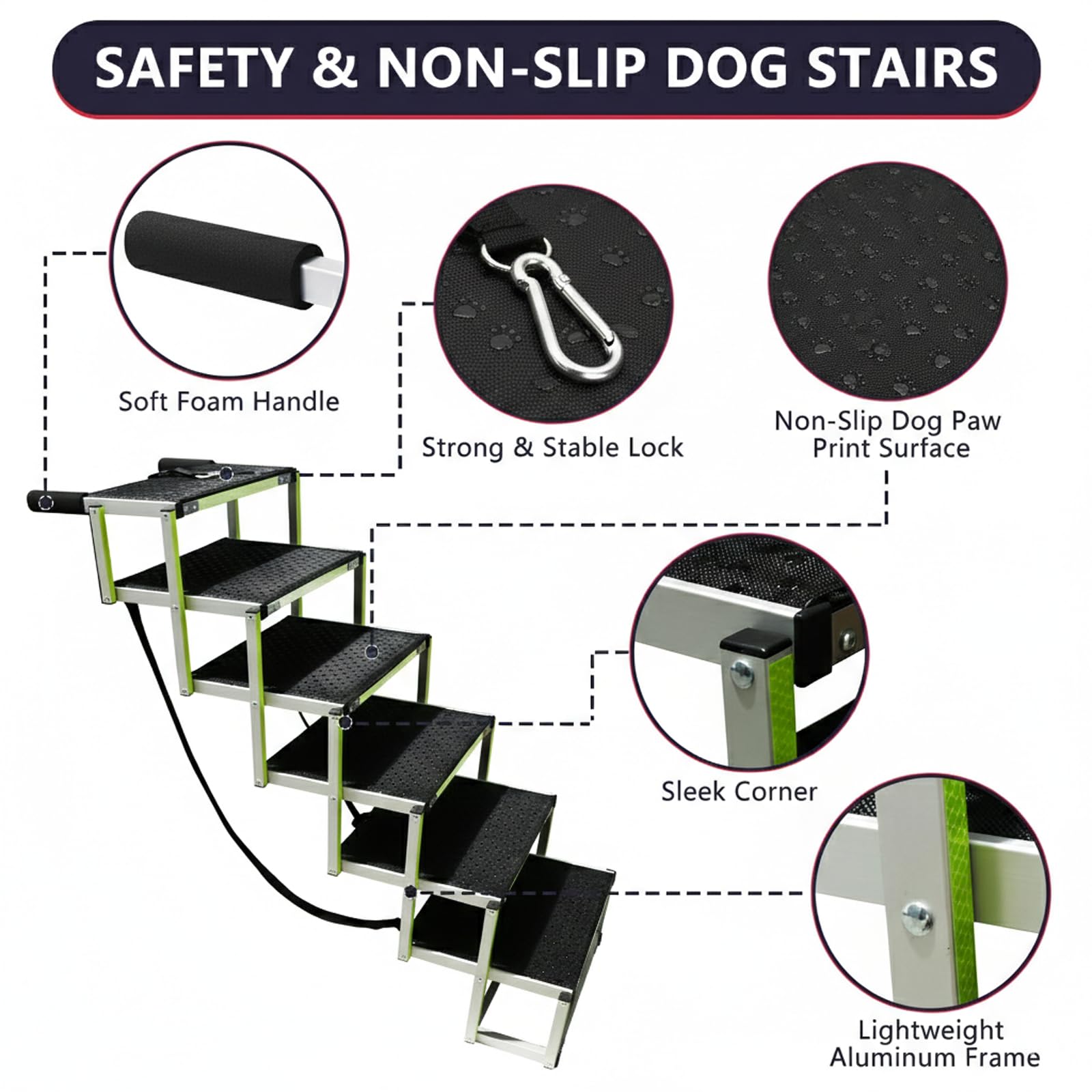 PENSUN stairs with reflective strips improve visibility for nighttime trips.
