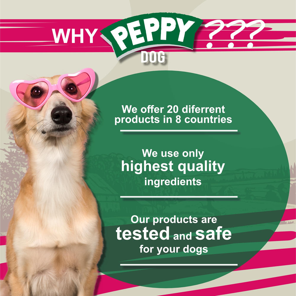 PEPPY DOG freshness-sealed pack image emphasizing 50-count value.