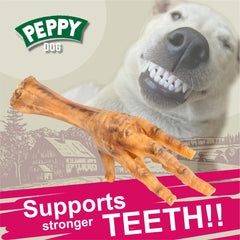 Peppy Dog product label highlighting natural ingredients and joint support benefits.