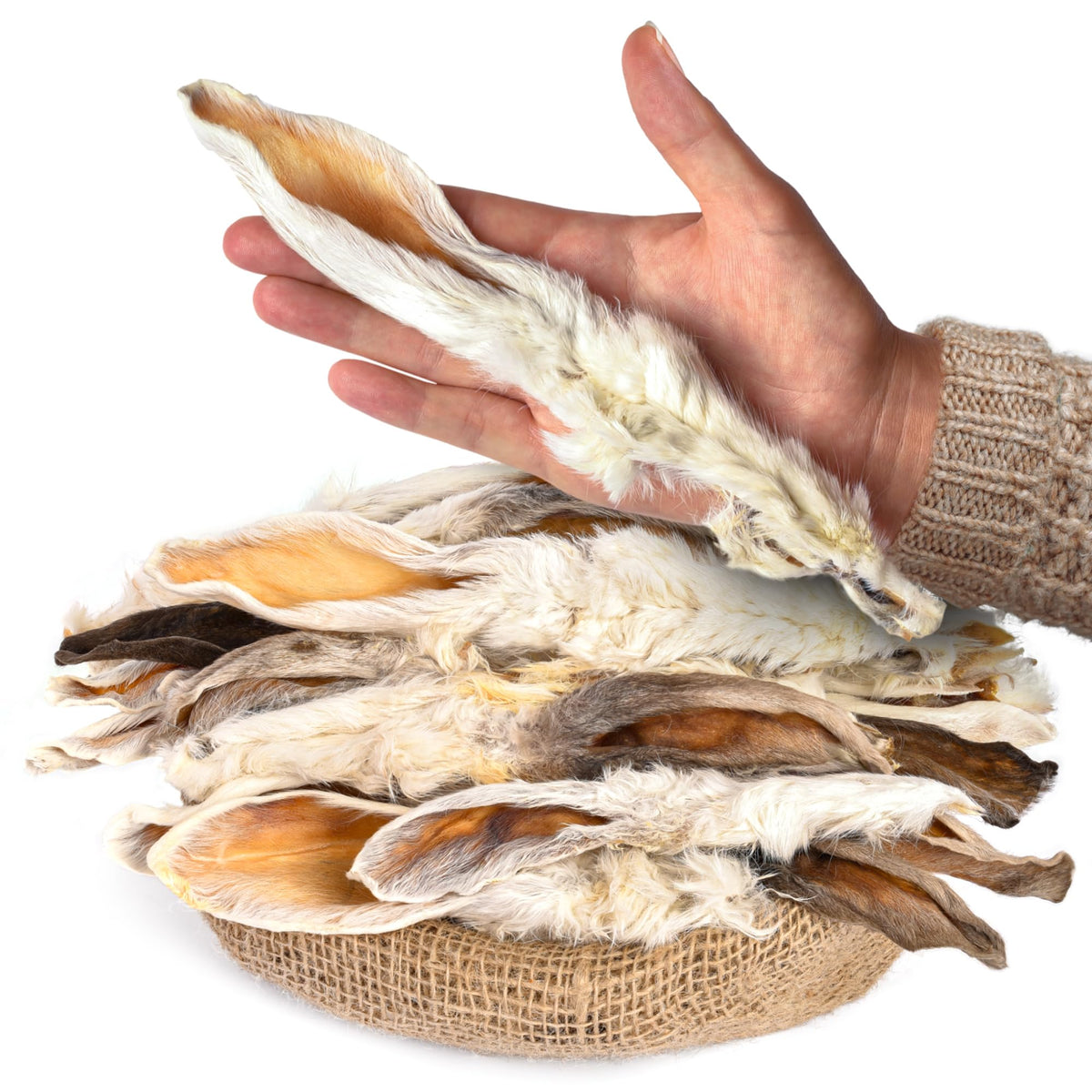 PEPPY DOG Rabbit Ears with Fur 20pcs pack, natural chew supporting dental wellness.