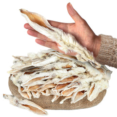 Peppy Dog rabbit ears with fur pack front; natural chew for dogs