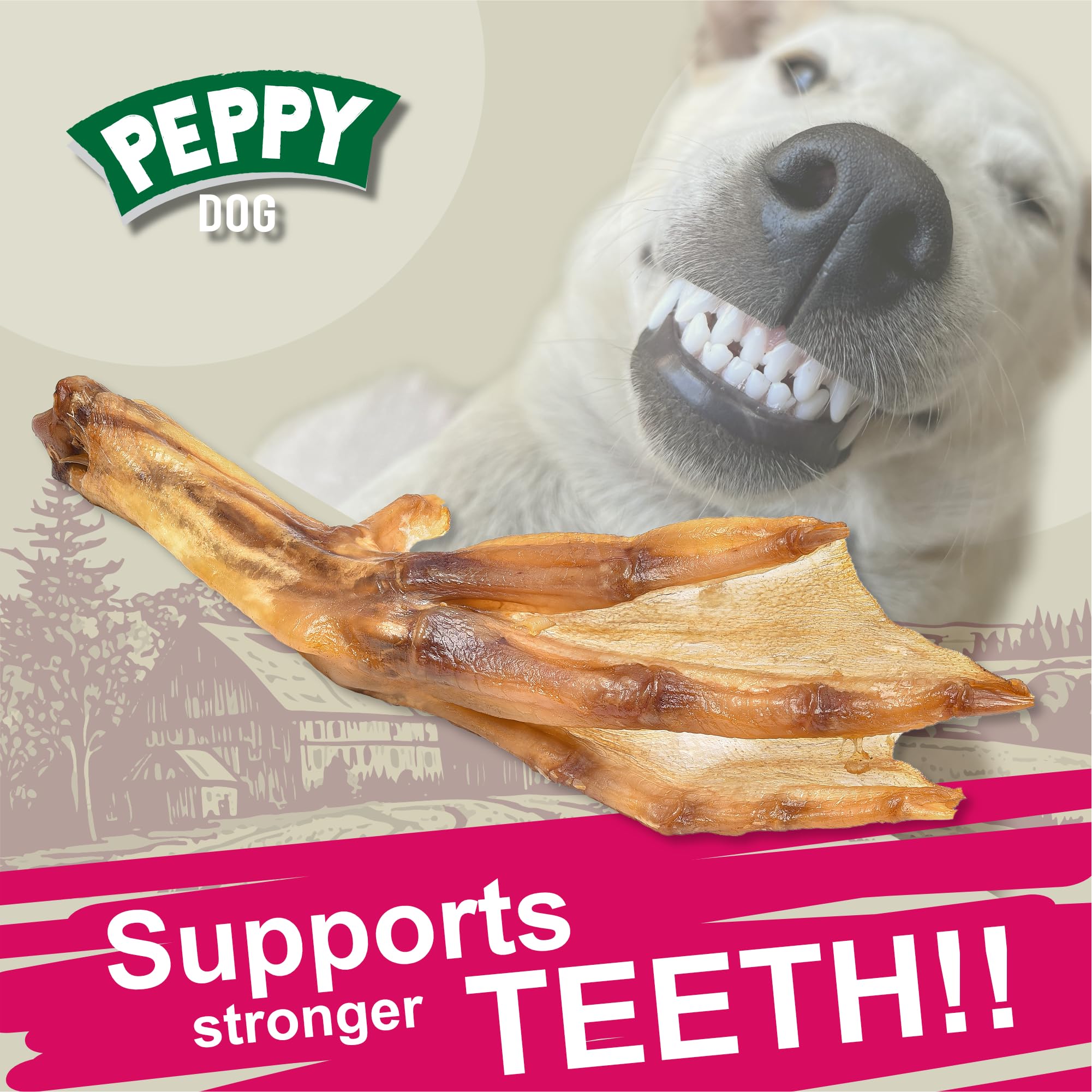 PEPPY DOG glucosamine and chondroitin ingredients panel highlights joint-support options.