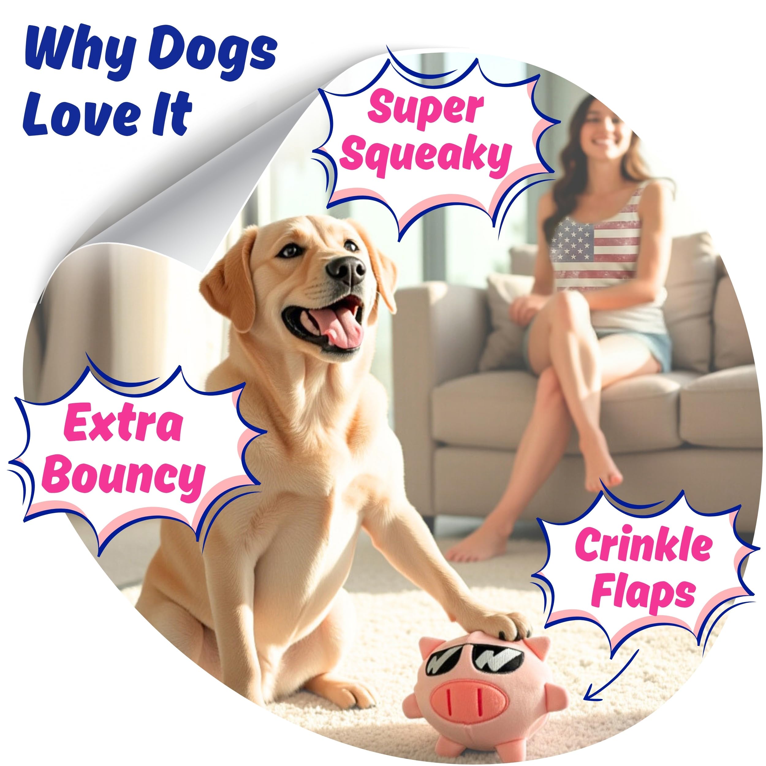 PeppyPawz Piggy Pal hidden ball adds a surprise bounce for retrieval games.