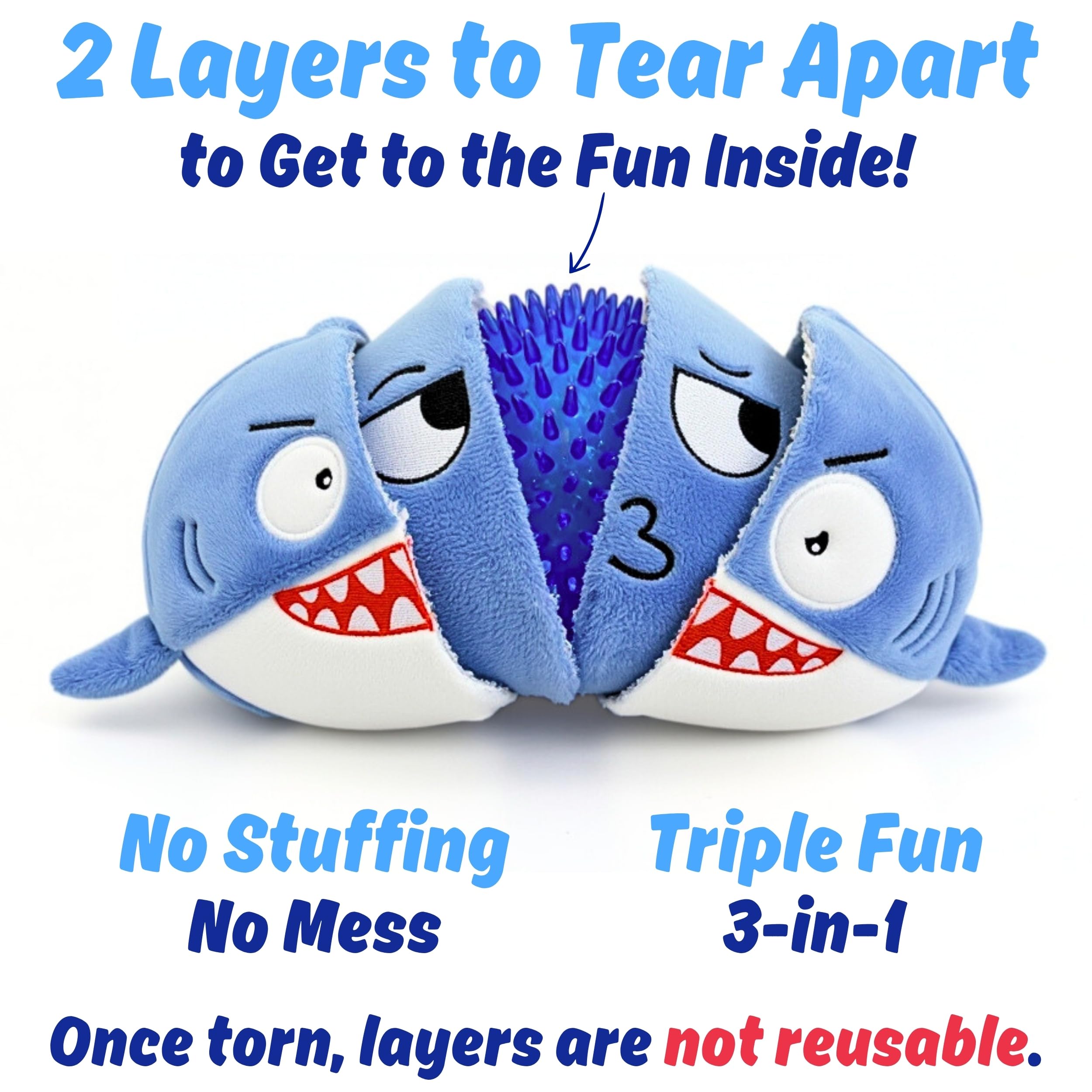 PeppyPawz Sharky squeaker closeup highlighting audible feedback during chew