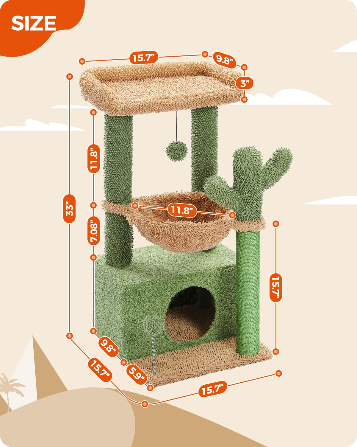 PEQULTI anti-topple-base cat-tree enhances stability during play.