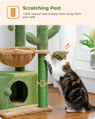 PEQULTI cactus cat tree sisal-scratching-post protects furniture and entertains cats.