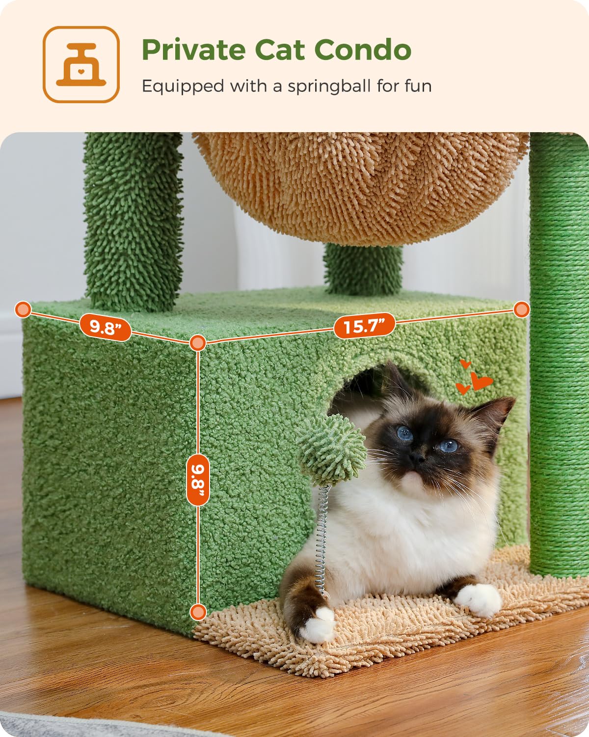 PEQULTI cat tree deep-hammock gives a cozy nap spot.
