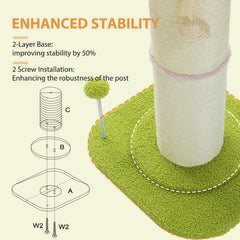 PEQULTI Five-and-a-half-inch sisal post encourages satisfying scratching without furniture damage.