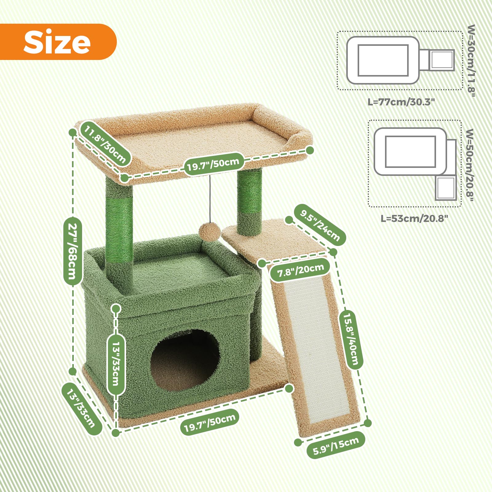 PEQULTI cactus green color cat tree fits modern interiors