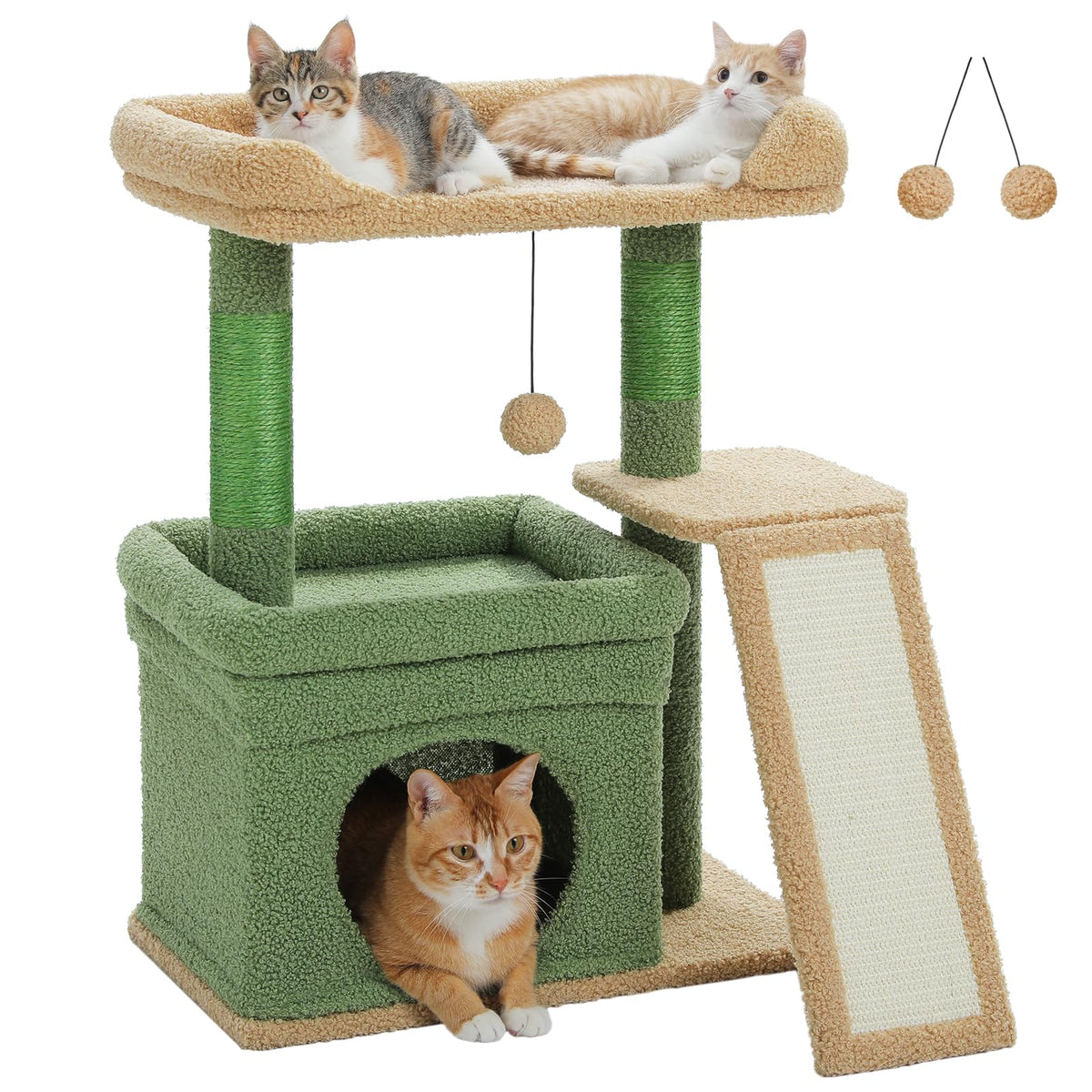 PEQULTI cat tree cactus top perch offering a roomy lounge space for cats