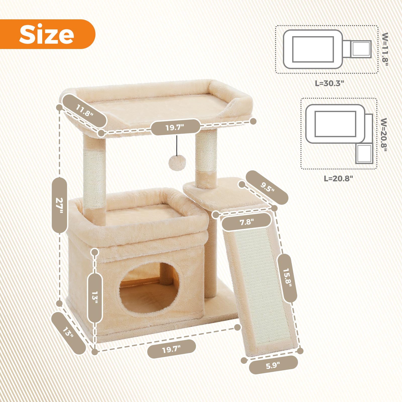 PEQULTI small cat tree reinforced base enhances stability during jumps