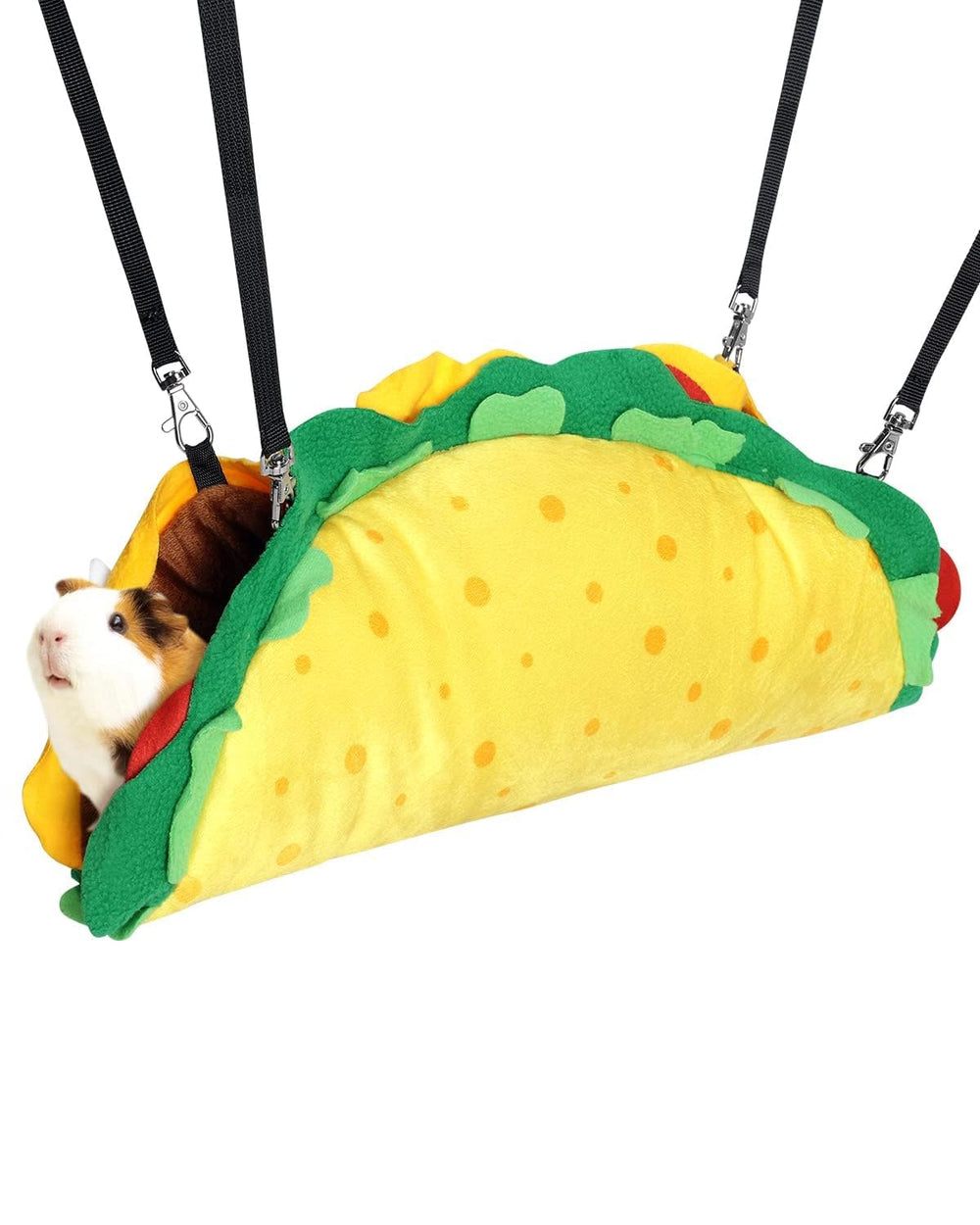 Percozzi Taco Hamster Hammock Hideout front view shows colorful taco design for cozy play
