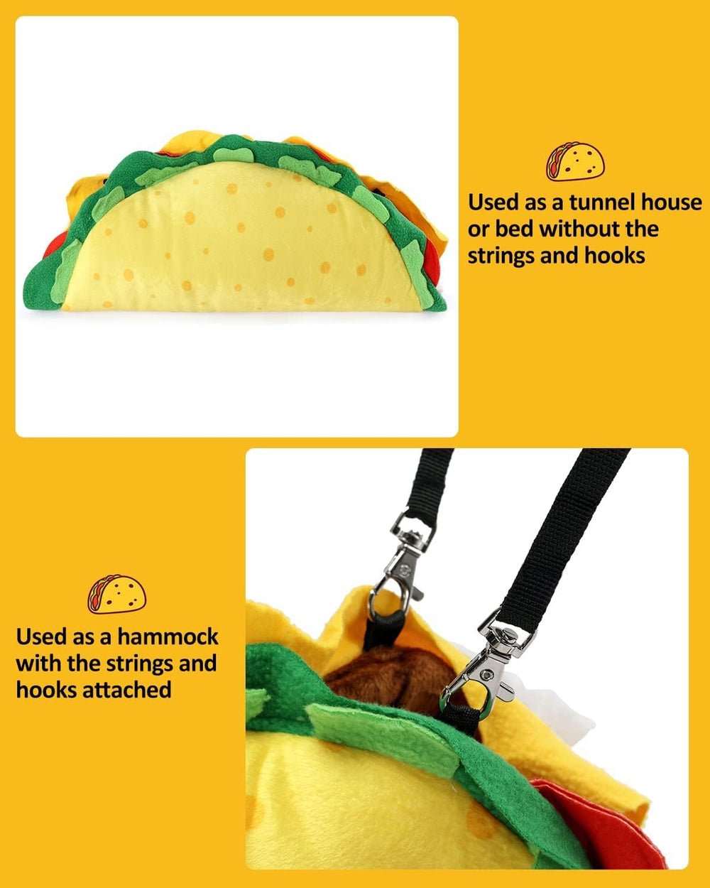 Percozzi Taco Hamster Hideout used as hammock for relaxed resting and play
