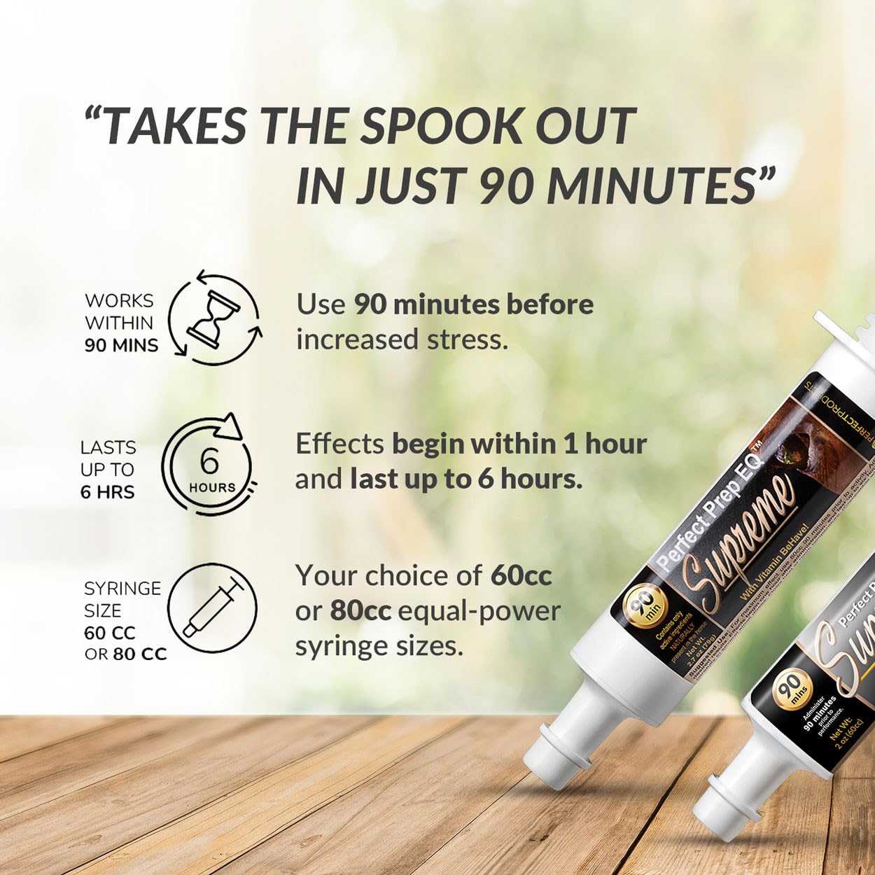 The Perfect Prep EQ Supreme applicator enables easy, show-safe administration.