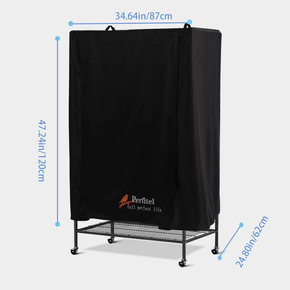 Perfitel cage cover demonstrates light control for calm bird naps
