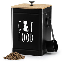Perfnique cat food storage container with bamboo lid keeps kibble fresh