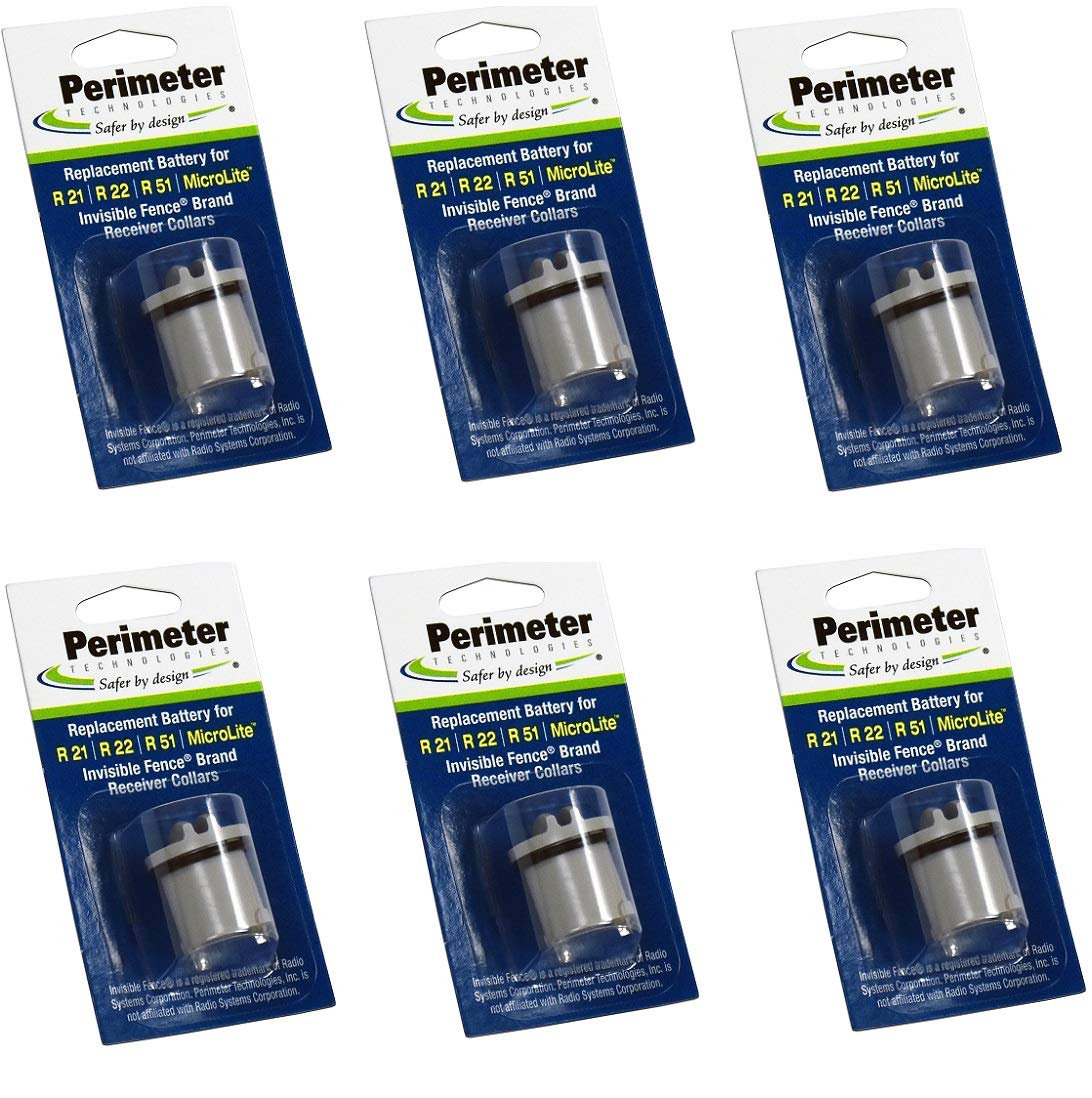 Perimeter Technologies six-pack dog fence battery pack, front view, compatible with R21/R51 collars, reliable replacement