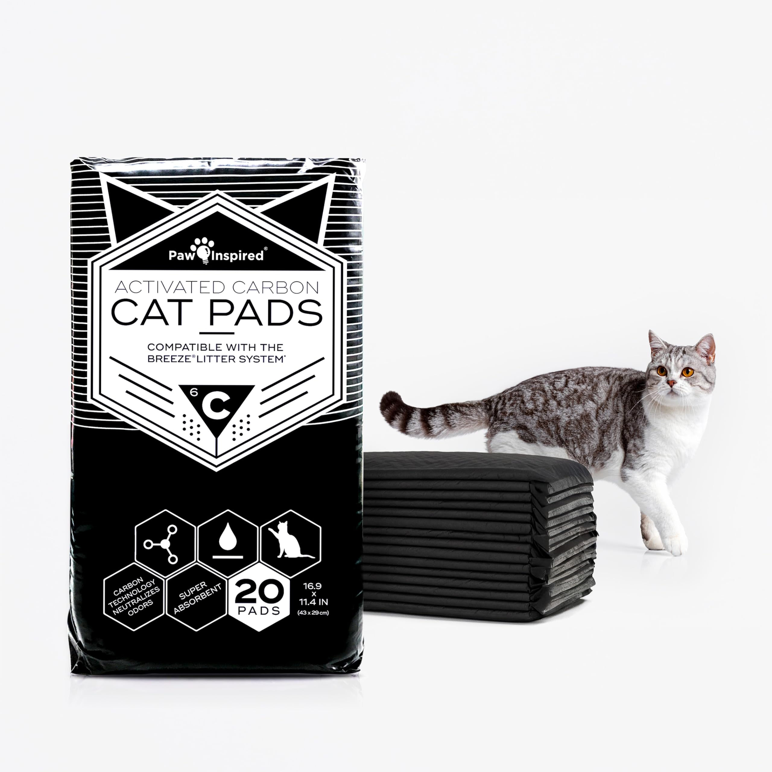Peritas paw-inspired cat pads fit Breeze drawers for tidy litter changes.