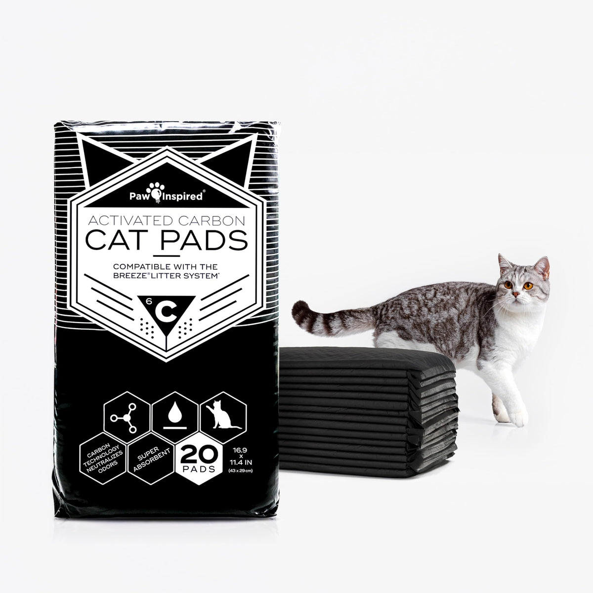Peritas paw-inspired cat pads fit Breeze drawers for tidy litter changes.