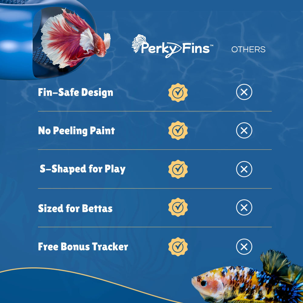 Perky Fins Betta Tunnel suits small aquariums, boosting tank happiness.