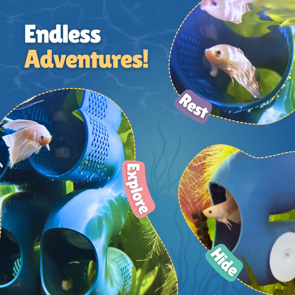 Perky Fins Betta Tunnel doubles as décor and enrichment for small tanks.