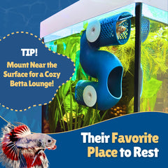 Perky Fins Betta Tunnel rests securely on substrate for natural tank integration.
