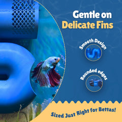 Perky Fins Betta Tunnel Suction Cups enable quick, secure placement.