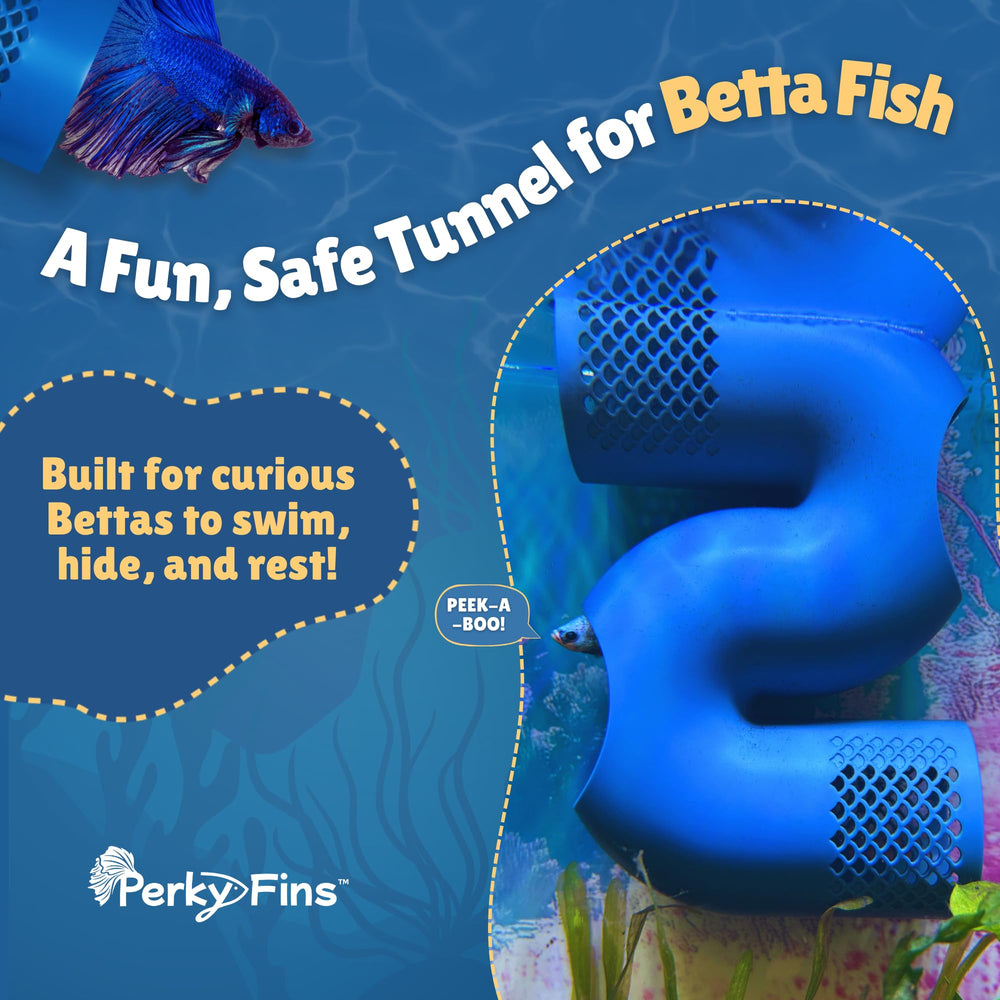 Perky Fins Betta Tunnel Swim-Through invites exploration and play.