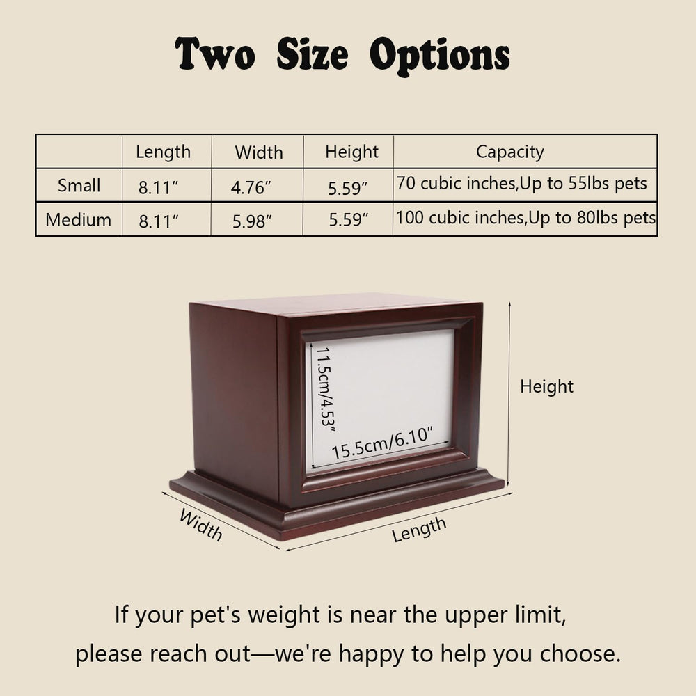 Permulaan built-in photo frame holds a favorite memory beside the urn.