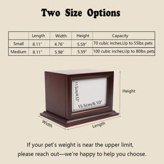 Permulaan built-in photo frame holds a favorite memory beside the urn.