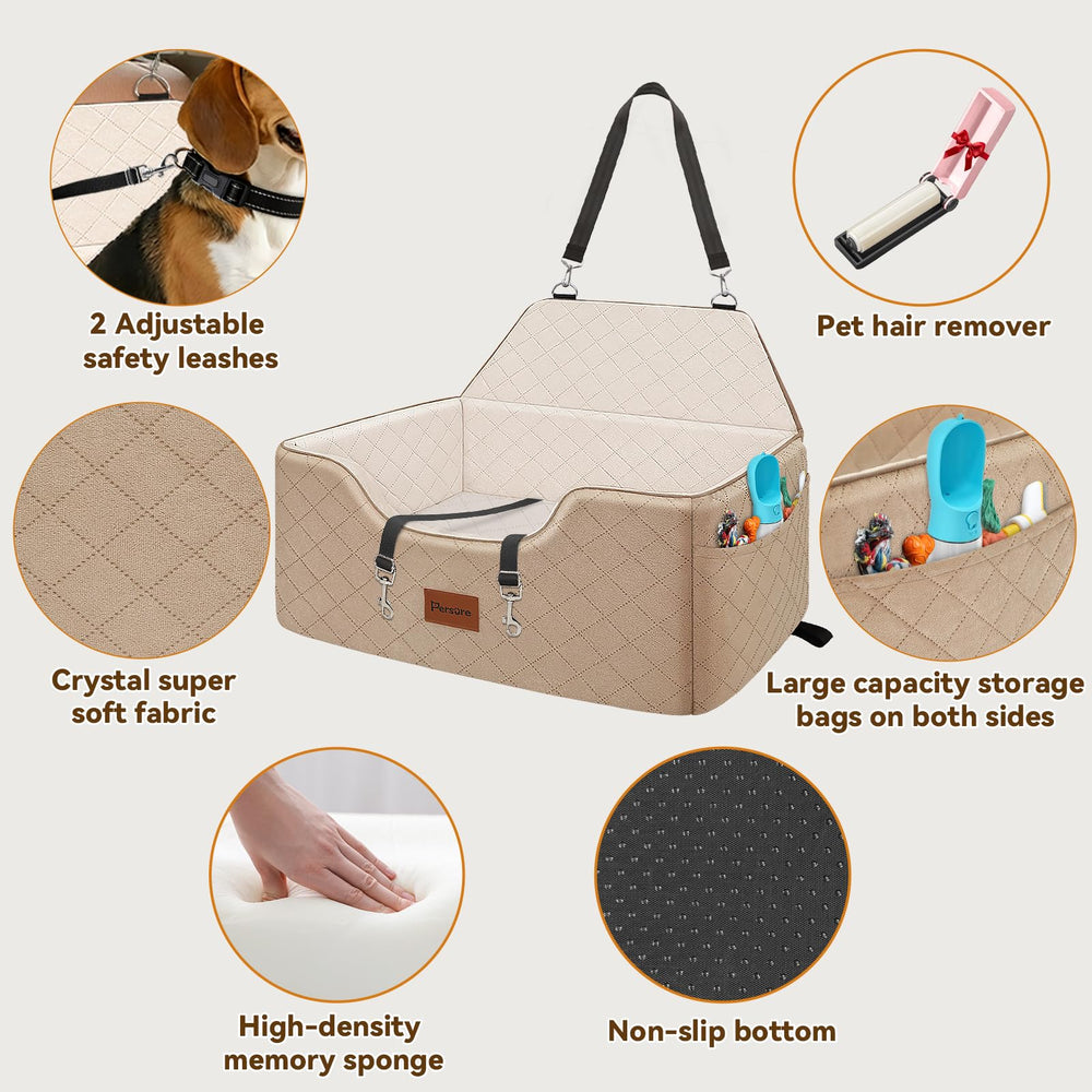 Persure dog car seat memory-foam cushion for extra comfort on rides