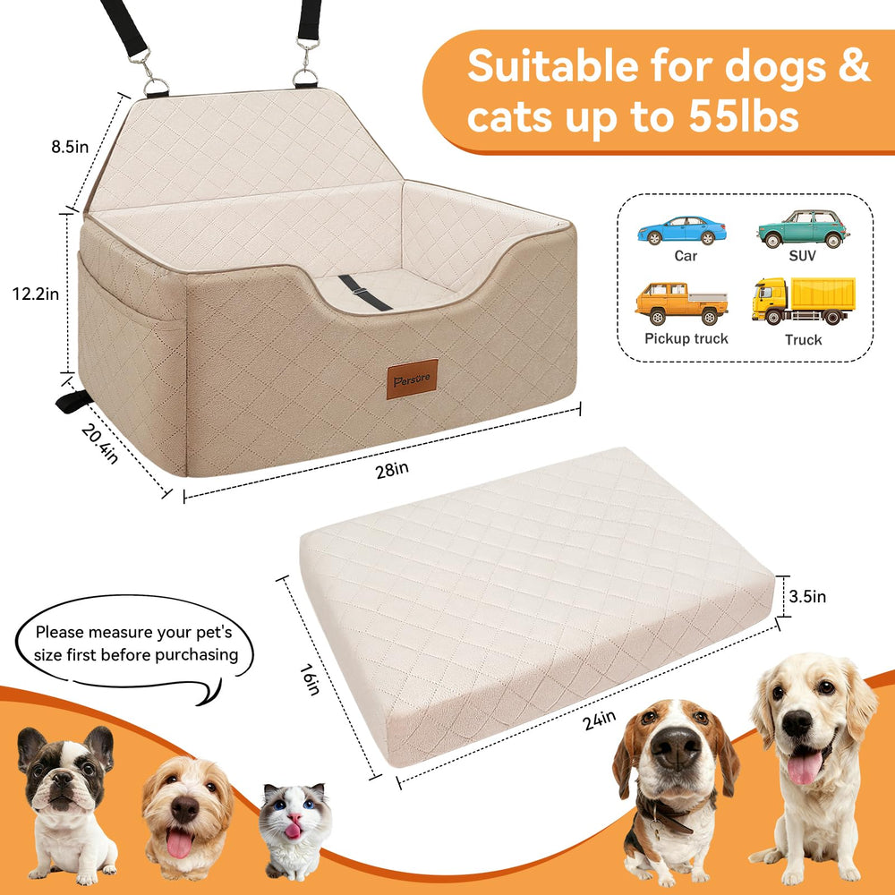 Persure dog car seat removable washable cover for easy cleaning