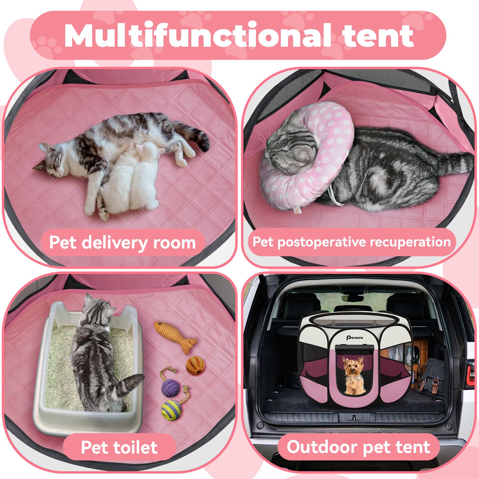 Persure pop-up kennel with travel bag for effortless on-the-go use.