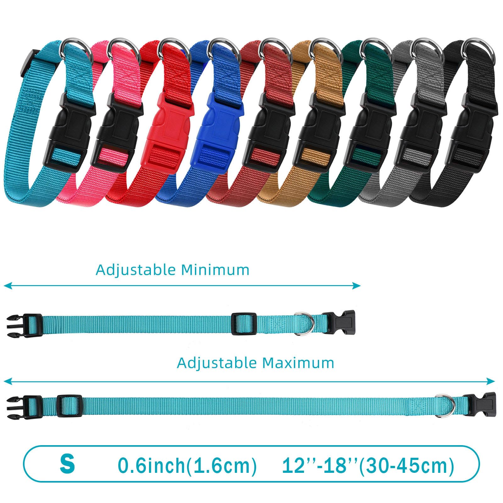 Perthlin 9-piece collar set in black, soft nylon for comfortable all-day wear