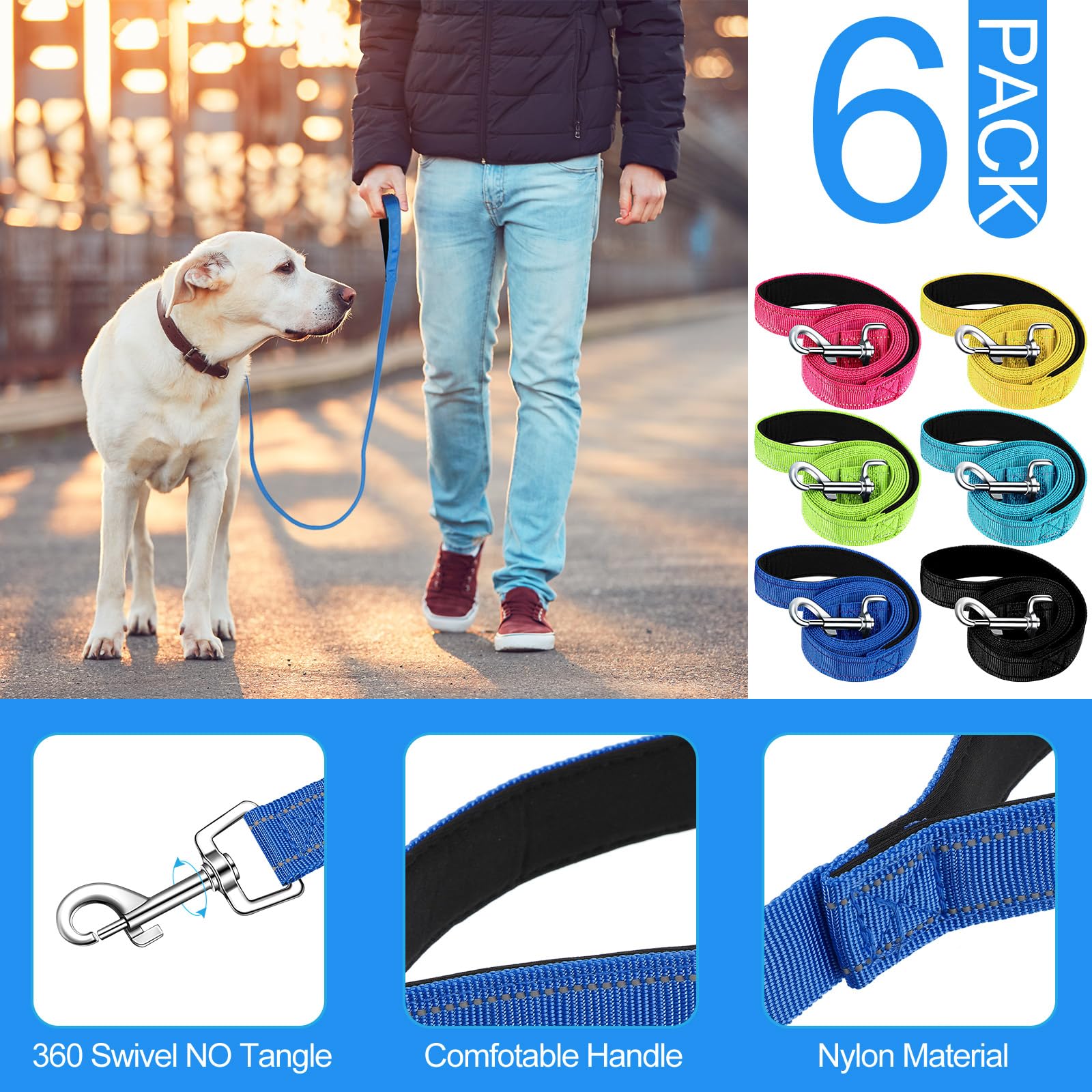 Perthlin soft padded handle leash delivers comfy grip on vigorous dogs.
