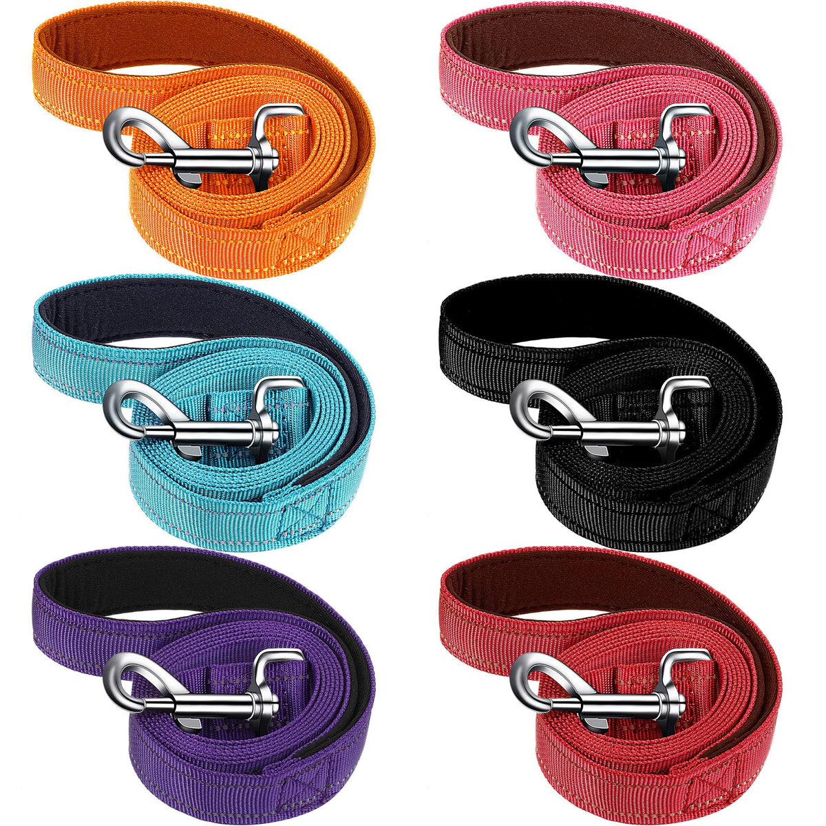 Perthlin 6-piece leash set with padded handles for comfortable control.