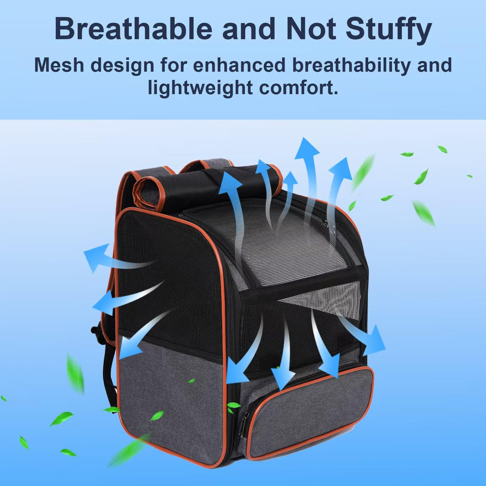 Pesen Cat Backpack Carrier highlights durable polyester and PVC mesh construction.