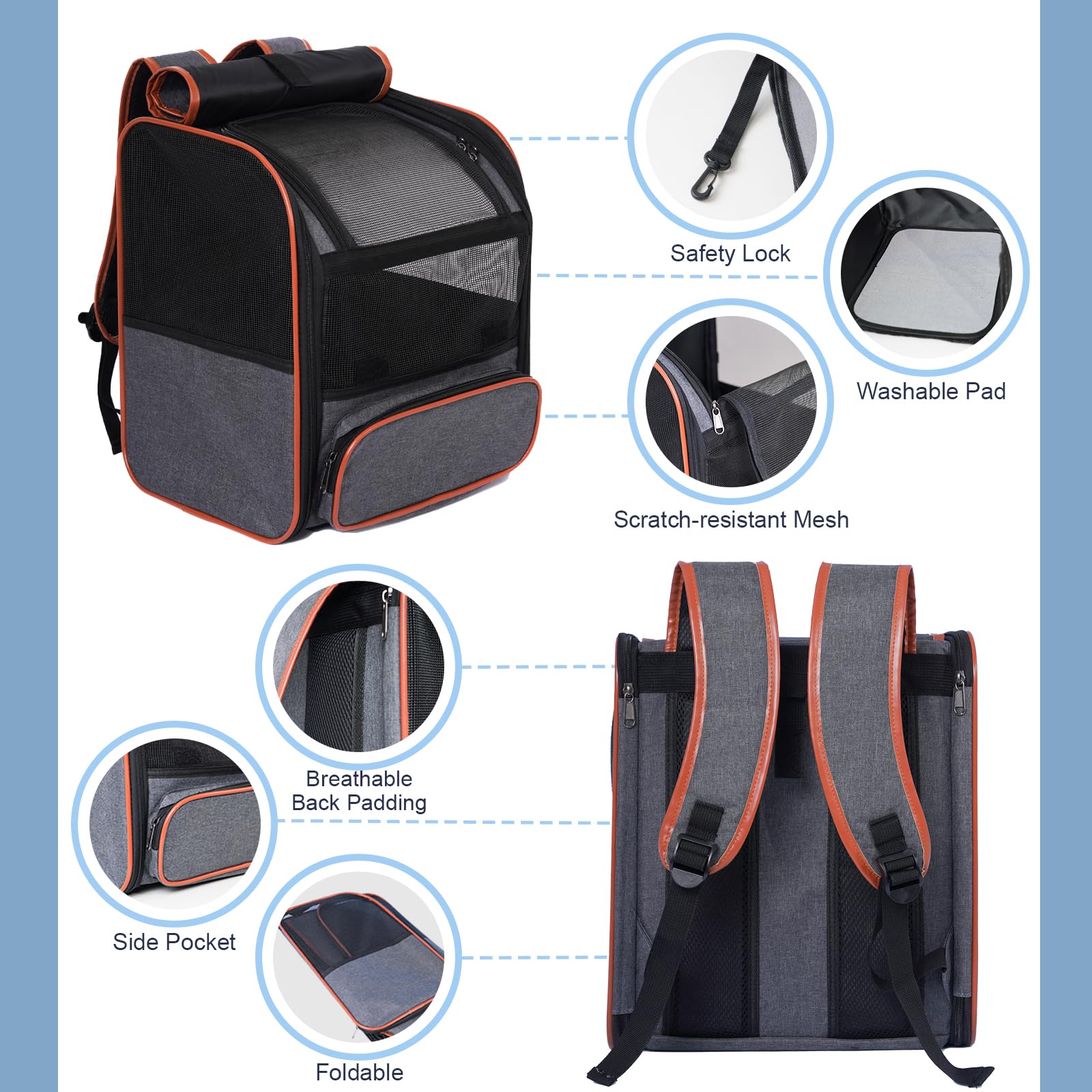 Pesen Cat Backpack Carrier shown under-seat compatibility for travel.