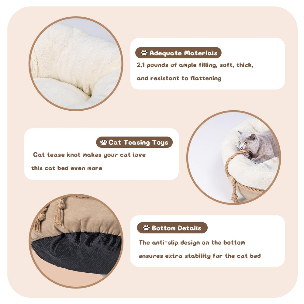 pesen cat bed with non-slip base stays put on smooth floors