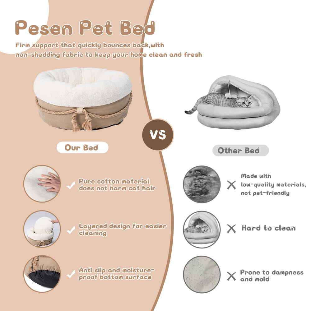 pesen cat bed with thick walls helps curling up securely