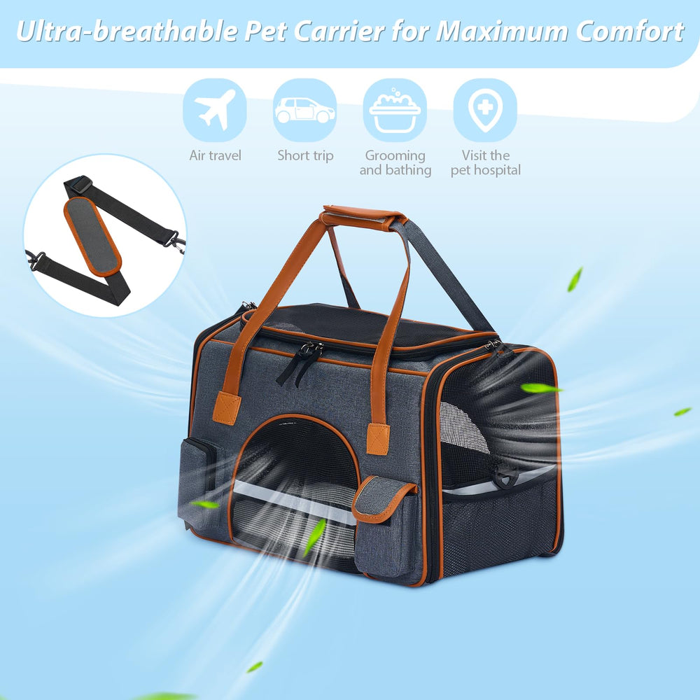 Pesen cat carrier anti-collapse side view demonstrates sturdy frame during travel.