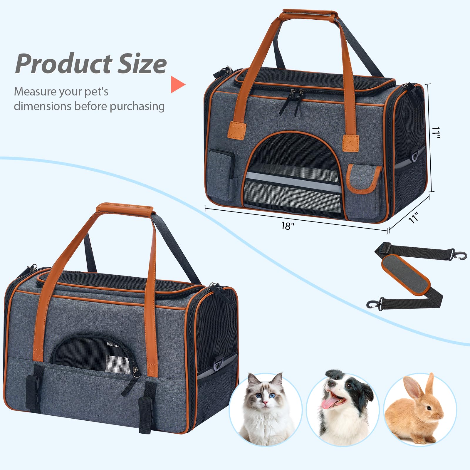 Pesen cat carrier folds flat for compact storage between trips.