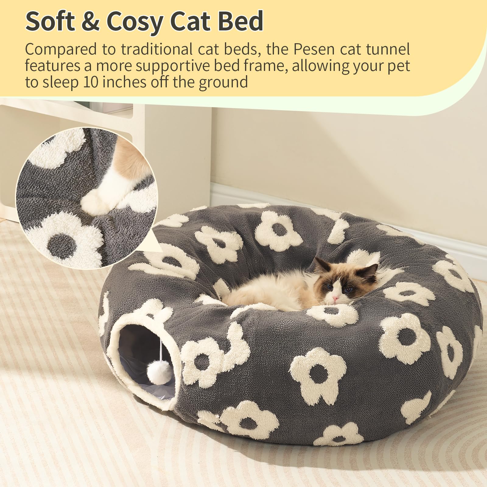 Pesen Cat Tunnel Bed cat playing-tunnel encourages active engagement.